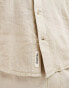 Фото #4 товара Pull&Bear linen look long sleeve grandad neck shirt in sand