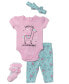ფოტო #1 პროდუქტის Baby Girls Lamacorn Bodysuit, Leggings, Socks and Headband, 4 Piece Set