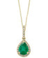 Фото #3 товара EFFY Collection eFFY® Emerald (7/8 ct. t.w.) & Diamond (1/8 ct. t.w.) 18" Pendant Necklace in 14k Gold
