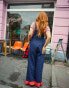 Фото #4 товара Labelrail x Laura Elizabeth Klein ruffle edge dungarees in indigo