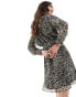 Фото #12 товара Only v neck tie waist mini smock dress in leopard