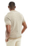 Only & Sons short sleeve knitted polo in beige with polka dot