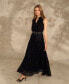 Фото #4 товара Women's Sleeveless Tie V-Neck Smocked-Waist Maxi Dress