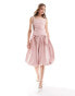 Фото #1 товара ASOS DESIGN ruched puff hem midi dress with satin bow details in light pink