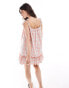 COLLUSION drop hem mini dress in blush check