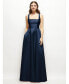 Women's Square-Neck Satin Maxi Dress with Full Skirt