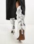 River Island slouch high leg boot in silver metallic Серебристый, 38 - фото #8