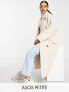 Фото #1 товара ASOS DESIGN Petite smart double breasted boucle wool mix coat in cream