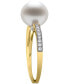 ფოტო #4 პროდუქტის Cultured Freshwater Pearl (8mm) & Diamond (1/10 ct. t.w.) Crisscross Ring in 14k White Gold, Created for Macy's