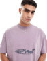 ASOS DESIGN oversized t-shirt in washed purple with front print