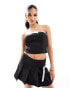 Kaiia bandeau bow detail contrast trim top co-ord in black