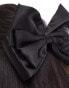 Pieces overised satin bow hair clip in black - фото #4