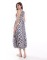 ASOS DESIGN puff ball midi smock dress with v-neck in leopard print