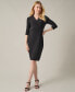 Фото #4 товара Women's Faux-Wrap 3/4-Sleeve Sheath Dress