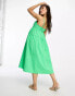 Фото #3 товара Monki seersucker cami midi dress in green