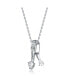 Фото #2 товара Sterling Silver White Gold Plated Cubic Zirconia Thin Ribbon Pendant
