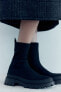 Fabric ankle boots with track sole