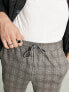 Фото #3 товара Only & Sons tapered fit check trousers with elasticated waist in grey