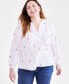 Фото #1 товара Plus Size Cotton Printed Long-Sleeve Top, Created for Macy's