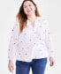 ფოტო #1 პროდუქტის Plus Size Cotton Printed Long-Sleeve Top, Created for Macy's