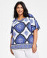 ფოტო #1 პროდუქტის Plus Size Ann Marie Medallion Square-Neck Top, Created for Macy's