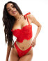 ASOS DESIGN Jacinda lace and satin corset with bows in red