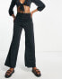 Фото #2 товара Miss Selfridge slinky wide leg trouser in black co ord