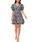 Women's Paisley V-Neck Tiered Bubble Puff Sleeve Mini Dress