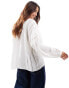 & Other Stories tie collar embroidered volume blouse in off-white