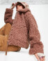 Фото #1 товара UGG Maeve sherpa zip up jacket in chestnut