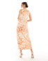 Vero Moda satin square neck slip midaxi dress in orange ombre floral Оранжевый, S - EU 36 - фото #2