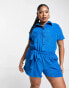 Фото #1 товара Simply Be towelling playsuit in blue