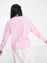Nike – Langärmliges Shirt in Rosa mit glitzerndem Swoosh-Grafiklogo