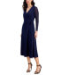 ფოტო #3 პროდუქტის Women's Faux-Wrap Mesh-Sleeve Midi Dress