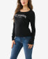 ფოტო #3 პროდუქტის Women's Crystal Horseshoe Fitted Sweater