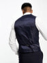 Фото #4 товара ASOS DESIGN super skinny suit waistcoat in navy micro texture