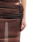 COLLUSION printed maxi skirt co-ord in brown