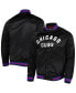 ფოტო #1 პროდუქტის Men's Black Chicago Cubs Satin Raglan Full-Snap Varsity Jacket