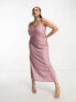 Фото #1 товара Pieces Curve Premium maxi cami split dress in pink glitter