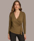 Women's Long-Sleeve Faux-Wrap Top