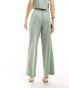 Фото #3 товара Nobody's Child Parker wide leg trouser co-ord in green pinstripe