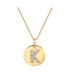 ფოტო #1 პროდუქტის Suzy Levian Sterling Silver Cubic Zirconia Letter "K" Initial Disc Pendant Necklace