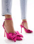 Фото #1 товара Public Desire – Penelope – Satin-Schuhe in Rosa mit Schleifendetail und Absatz