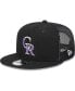 Men's Black Colorado Rockies Team Color Trucker 9FIFTY Snapback Hat