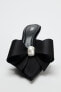 HIGH-HEEL MULES WITH FAUX PEARL AND BOW