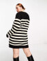 Фото #6 товара Threadbare Plus Evie midi jumper dress in black and white stripe