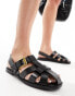 Mango buckle cross over sandals in black