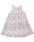 ფოტო #5 პროდუქტის Baby Girls Lilac Floral Pleated Swing Dress Sun Hat