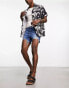 Фото #13 товара ASOS DESIGN shorter length denim shorts in midwash with rip detail and raw hem