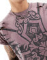 COLLUSION oversized distressed cross print t-shirt in purple wash